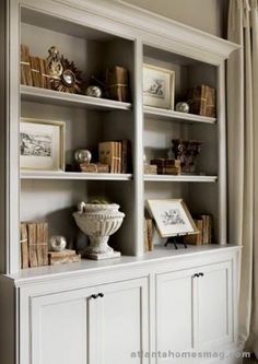 bookcase at end of l